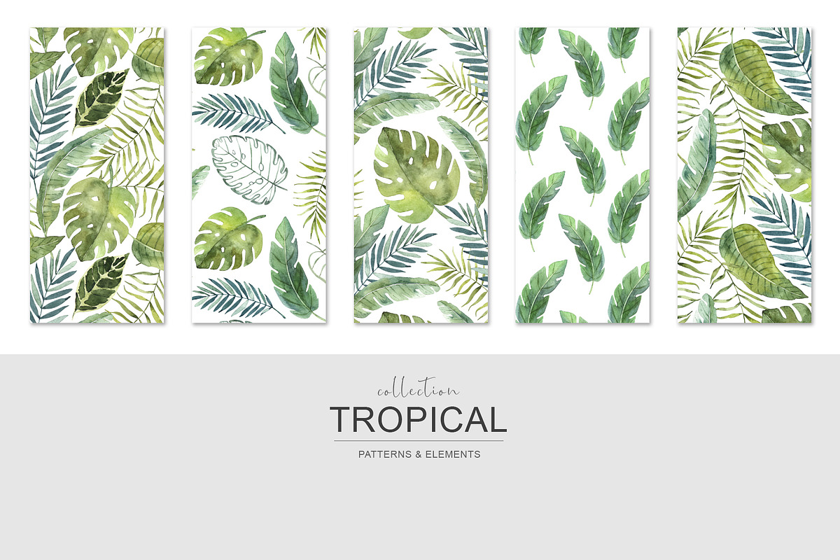 Tropical watercolor collection., a Pattern Graphic by BrushArtDesigns (Photo 3 of 13)