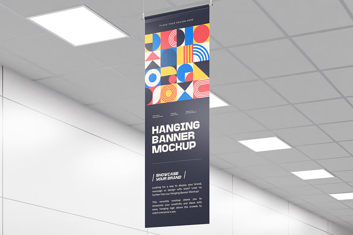 Banner Mockup - Hanging Ceiling View, a Mockup by graphicsauce (Photo 4 of 4)