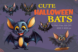 Cute Halloween bats. TShirt Sticker., an Animal Illustration by KENO Mascots