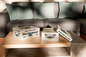 Shoe Boxes On A Table Mockup