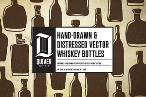 Hand-drawn whiskey bottles