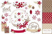 Ruby Red Christmas Clipart & Papers, an Illustration by Amanda Ilkov (Thumbnail 1 of 5)