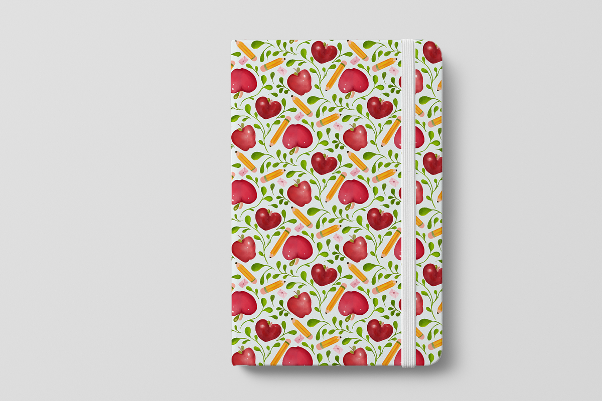 Apple and Pencil Watercolor Pattern, a Pattern Graphic by Little Creative Scribbles (Photo 5 of 6)