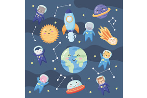 space animals twelve icons, an Animal Illustration by studiogstock