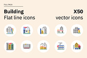 Building Flat Line Icons, an Outline Icon by Formelier (Thumbnail 1 of 3)