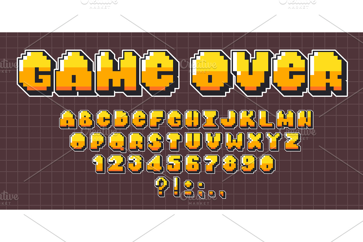 Retro pixel font set isolated on, an Object Illustration by art PVP - market