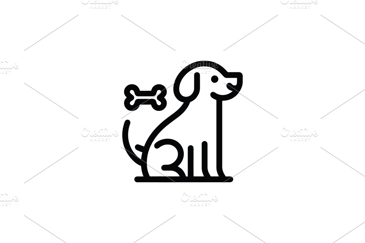 Dog bone sitting emblem vector logo, a Branding & Logo Template by Vectorium Studio (Photo 1 of 2)