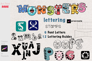 Monster Letter Stamp Tattoo GridFont