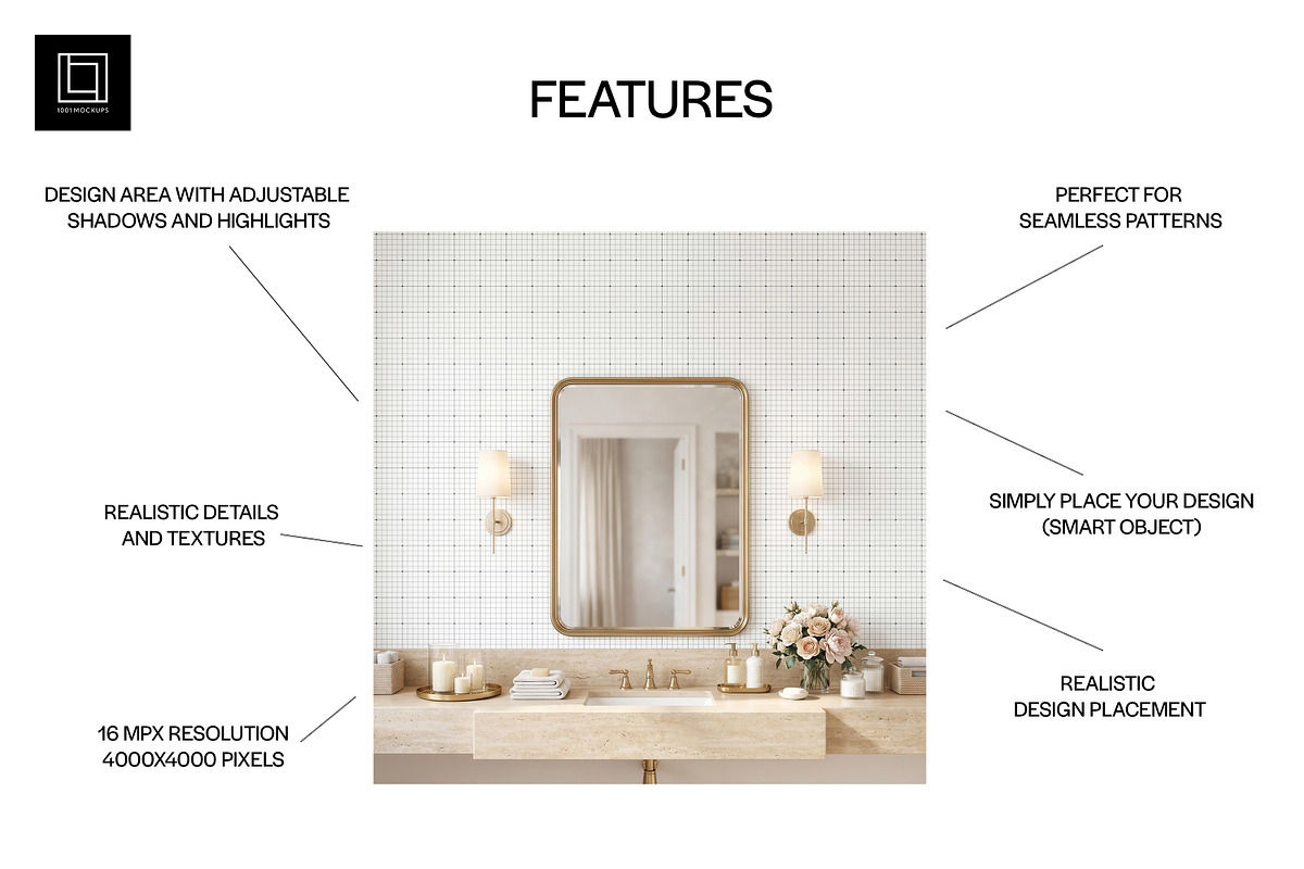 Luxury Bathroom Wallpaper Mockup PSD, a Household Mockup by 1001 mockups (Photo 2 of 11)