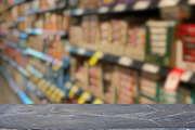 Grocery Store Shelves with Wooden Ta, a Food & Drink Photo by idea_design (Thumbnail 2 of 10)