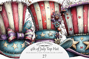 4th of July Top Hat Clipart, an Illustration by Design Market (Thumbnail 1 of 4)