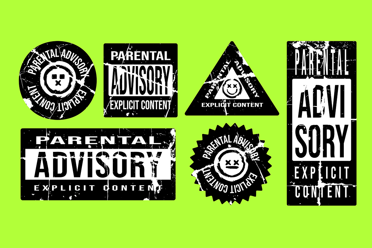 Parental Advisory Grunge Stickers