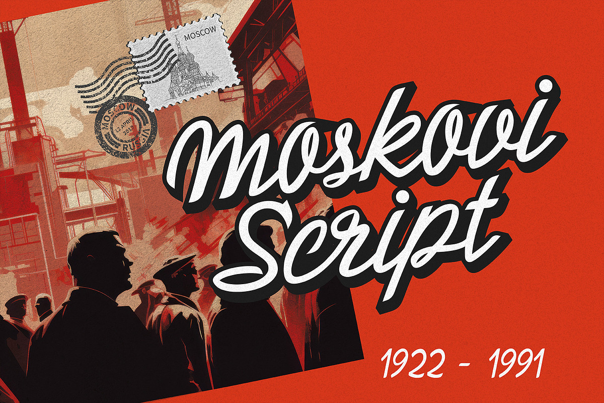 Moskovi Script - Soviet Typeface, a Script Font by HipFonts