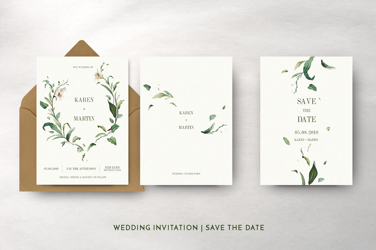 Green Foliage Wedding Suite, an Invitation Template by BlueRobinDesignShop (Photo 6 of 7)