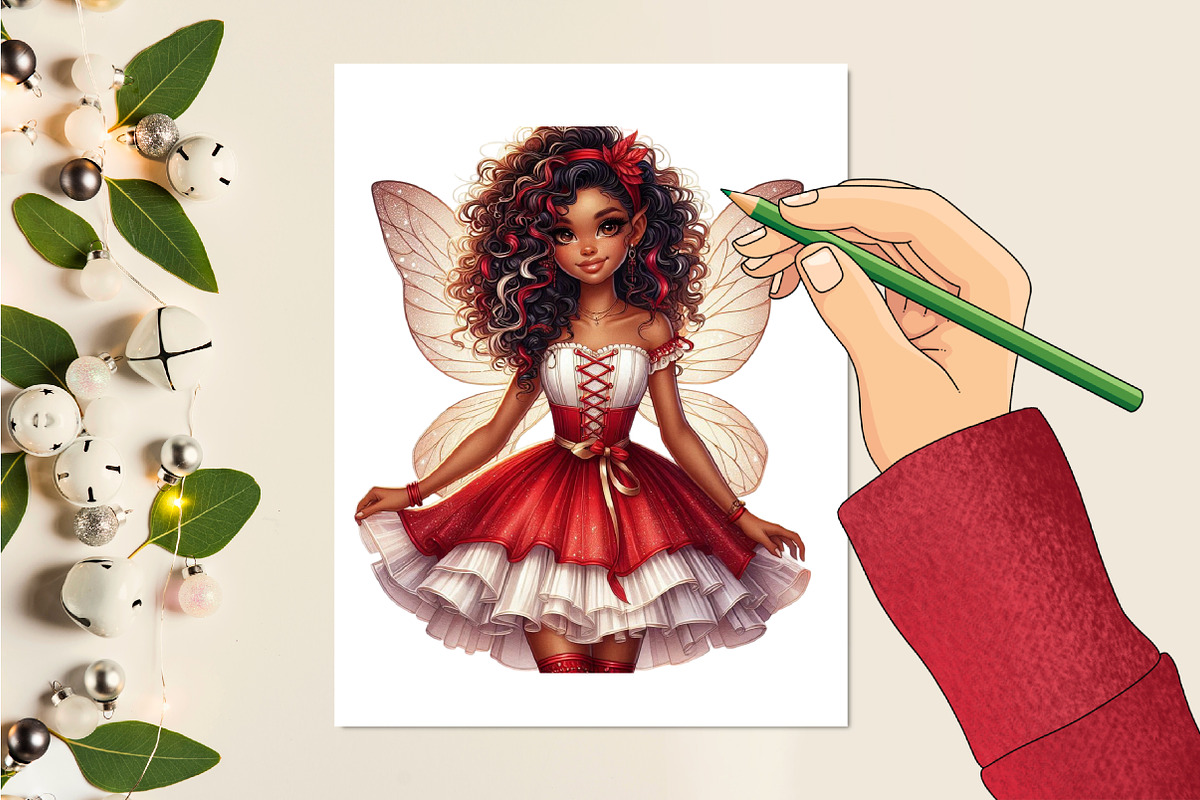 Christmas Cute Fairy Sublimation, a Seasonal Illustration by Craft Nest (Photo 2 of 5)