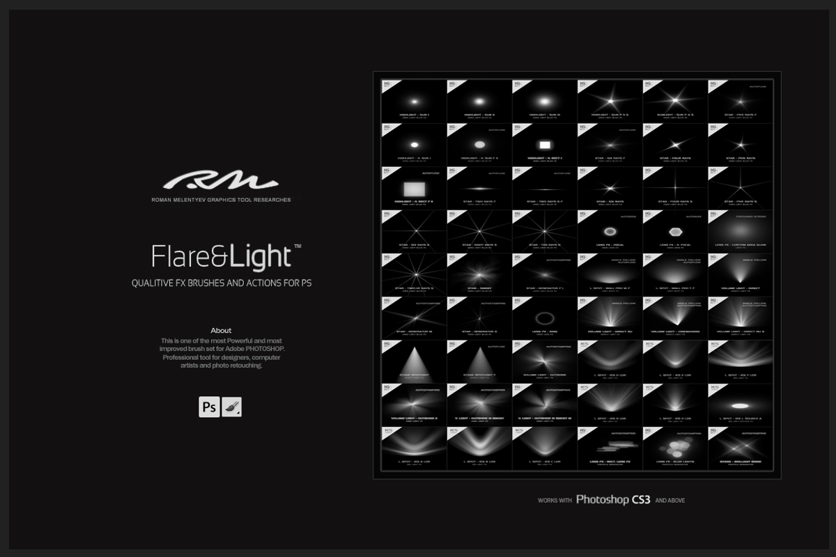 RM Flare & Light (PS brushes), a Brush Add-On by R M (Photo 3 of 7)