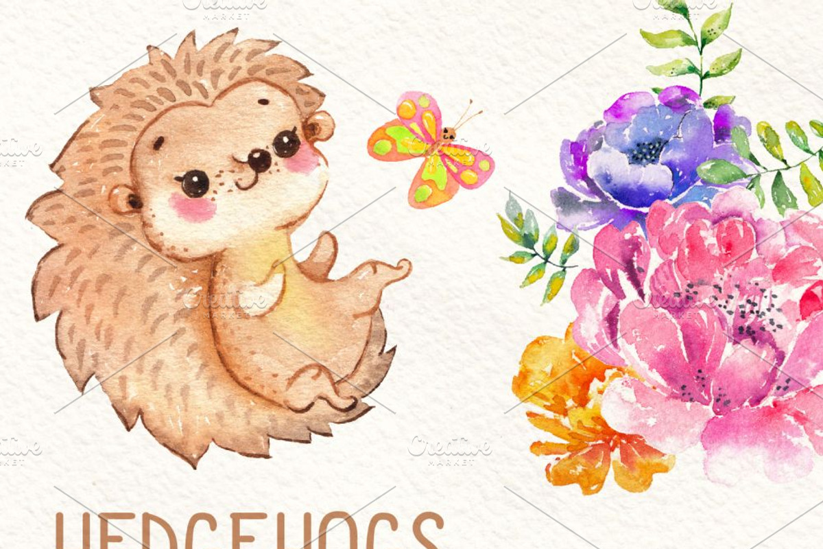 Hedgehogs,Watercolor cutie, an Animal Illustration by JaneLane (Photo 2 of 3)