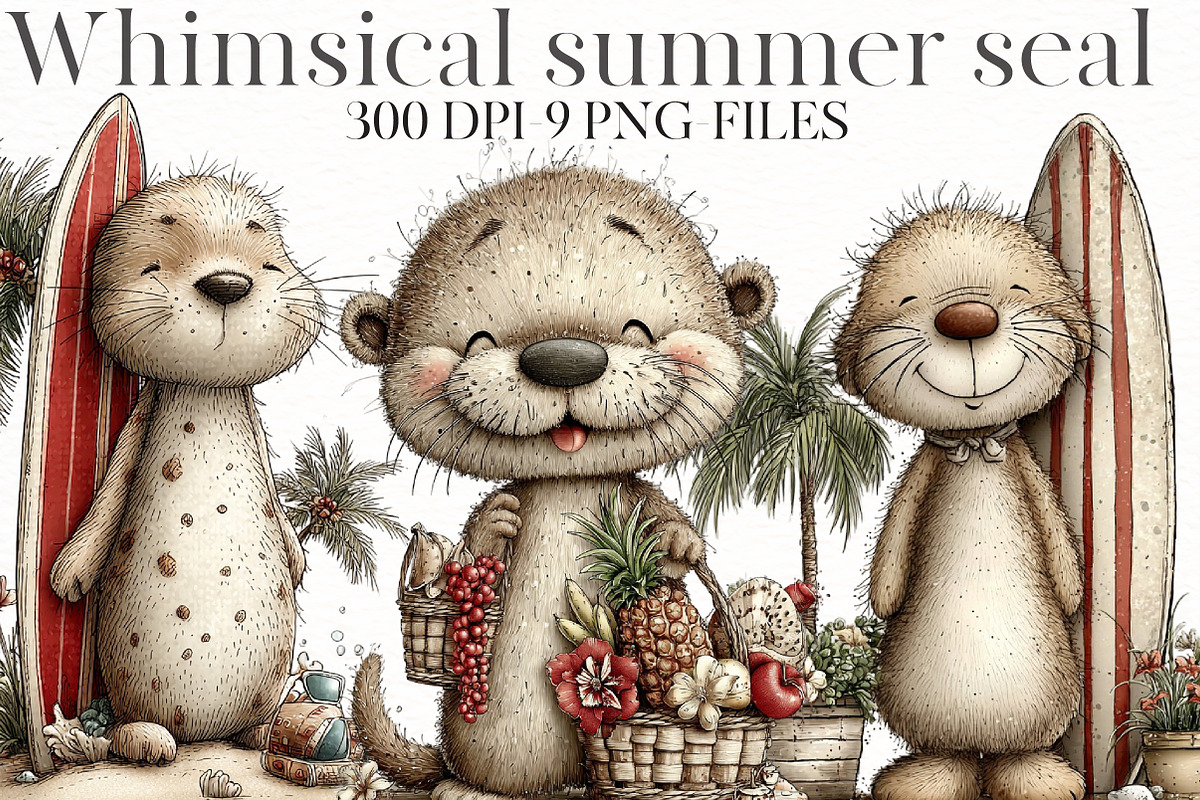 Whimsical summer seal Clipart, an Illustration by Designworld (Photo 1 of 8)