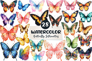 Butterfly Silhouettes Clipart, an Illustration by CreationArt
