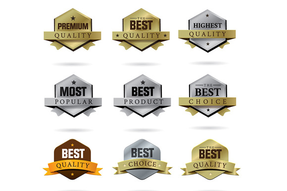 Badge Gold And Silver Set Icons