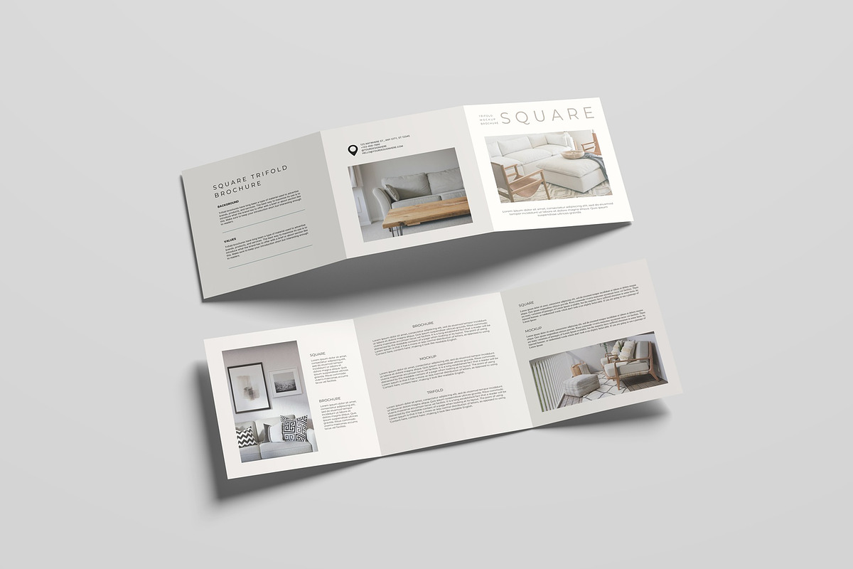 Square Trifold Brochure Mockup, an Advertising Mockup by Lxadesign (Photo 3 of 13)