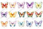 Watercolor Colorful Butterfly Clipar, an Illustration by designcity5 (Thumbnail 2 of 5)