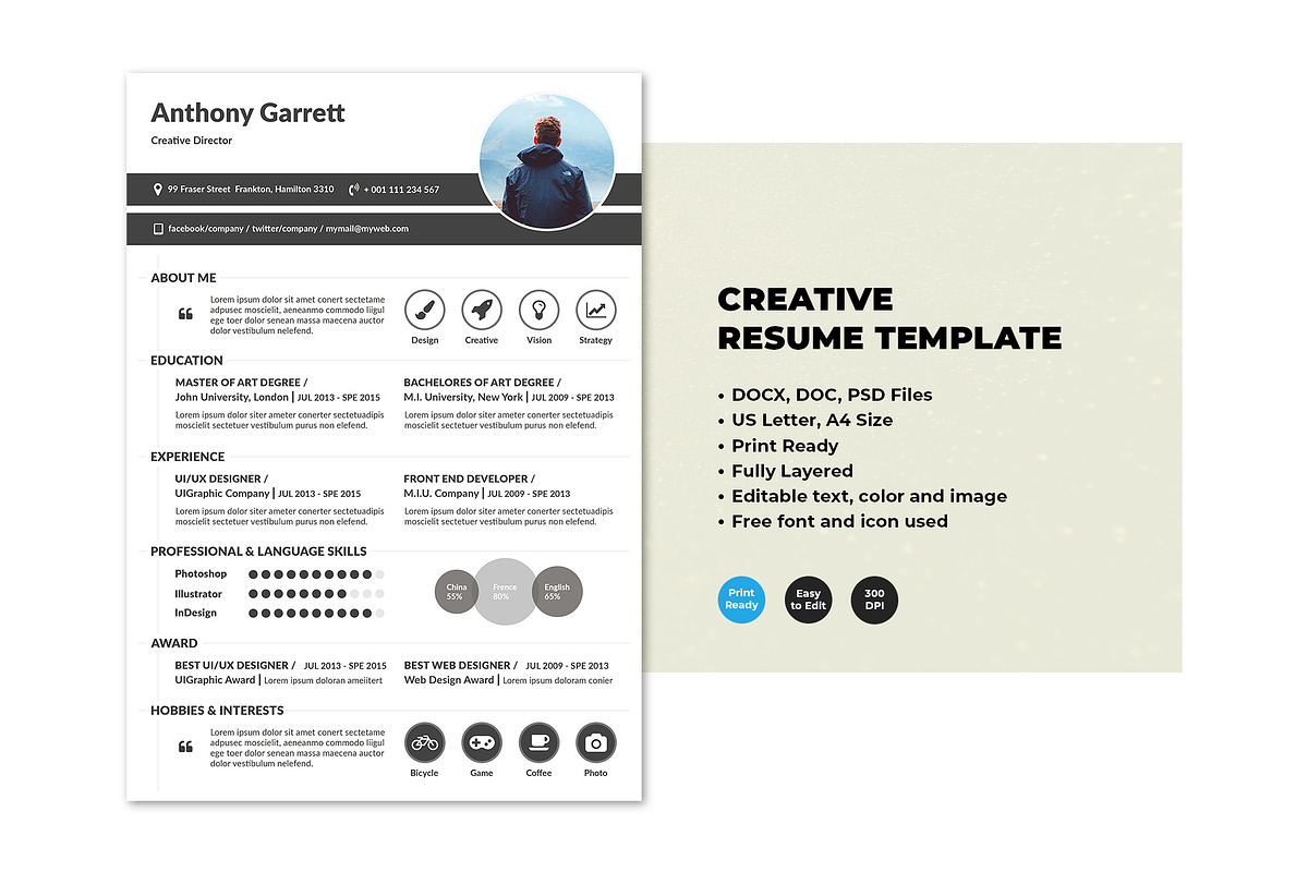 Creative Resume, a Resume Template by KHIDD (Photo 1 of 6)