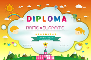 Certificate kids diploma, a Card Template by essense