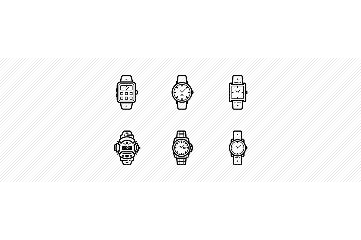 20 Watches & Clocks Icons, an Outline Icon by Jinro (Photo 2 of 9)