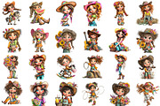 Whimsical Summer Western Girl Clipar, an Illustration by designcity5 (Thumbnail 2 of 5)