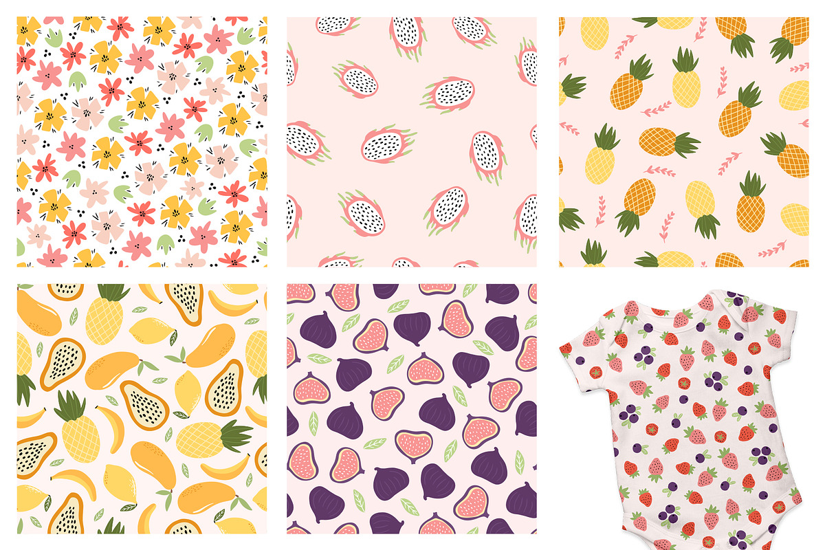 Happy Fruits seamless patterns, a Pattern Graphic by Cozy pattern shop (Photo 3 of 6)