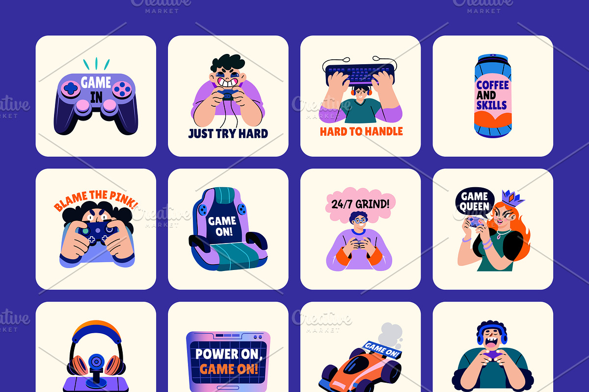 Gaming Stickers Set, an Emoji Icon by Brickclay (Photo 7 of 8)