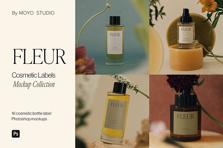 16 Cosmetic Bottle Label Mockups, a Packaging Mockup by Moyo Studio