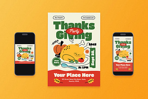 Yellow Thanksgiving Party Flyer Set, a Flyer Template by Aiyari Graphic