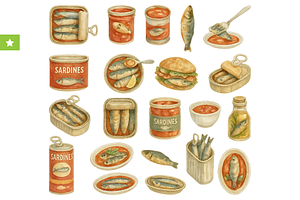 Vintage Sardine Food, an Object Graphic by RT Studio