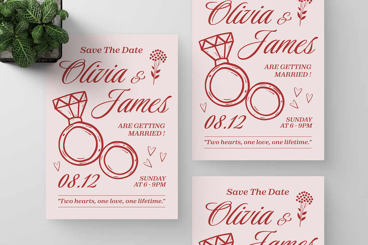Red Minimalist Wedding Invitation, an Invitation Template by Annora Studio (Photo 4 of 6)