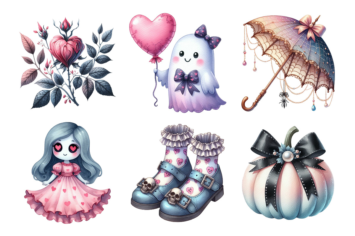 Gothic Coquette Halloween Clipart, an Illustration by Daily.Designs (Photo 4 of 5)