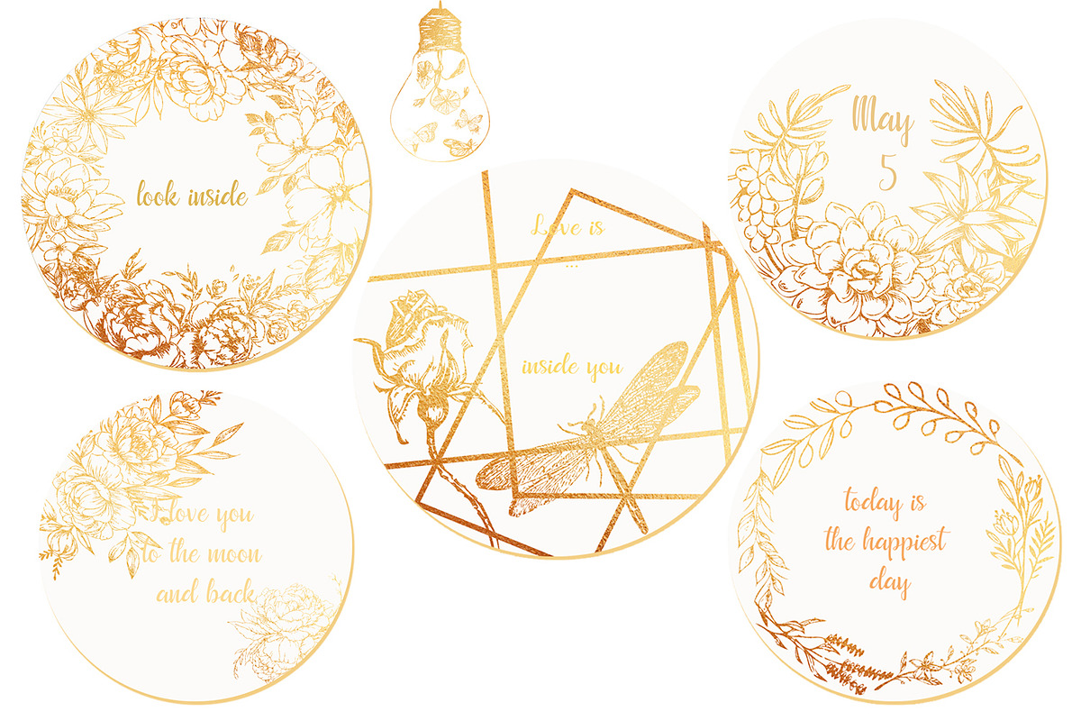 Gold Card templates and floral items, a Card Template by AnastasiyaOleynik (Photo 7 of 9)