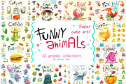 DIG BUNDLE Funny animals, an Animal Illustration by Zooza Art (Thumbnail 1 of 40)