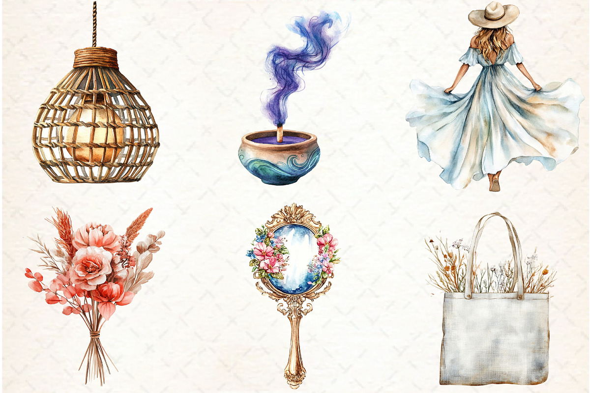 Boho Lifestyle Clipart, an Illustration by Libby Wishes (Photo 6 of 6)