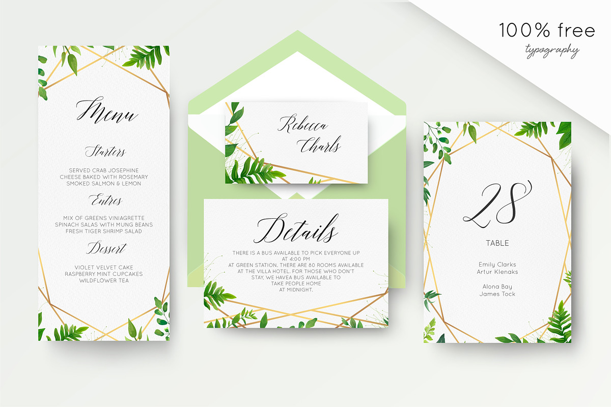 Wedding collection - Greenery gold, an Invitation Template by Alewiena (Photo 2 of 4)