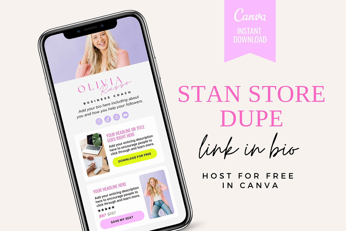 Link In Bio Template, Canva Website, a Landing Page Template by Ciera Design Templates (Photo 1 of 8)