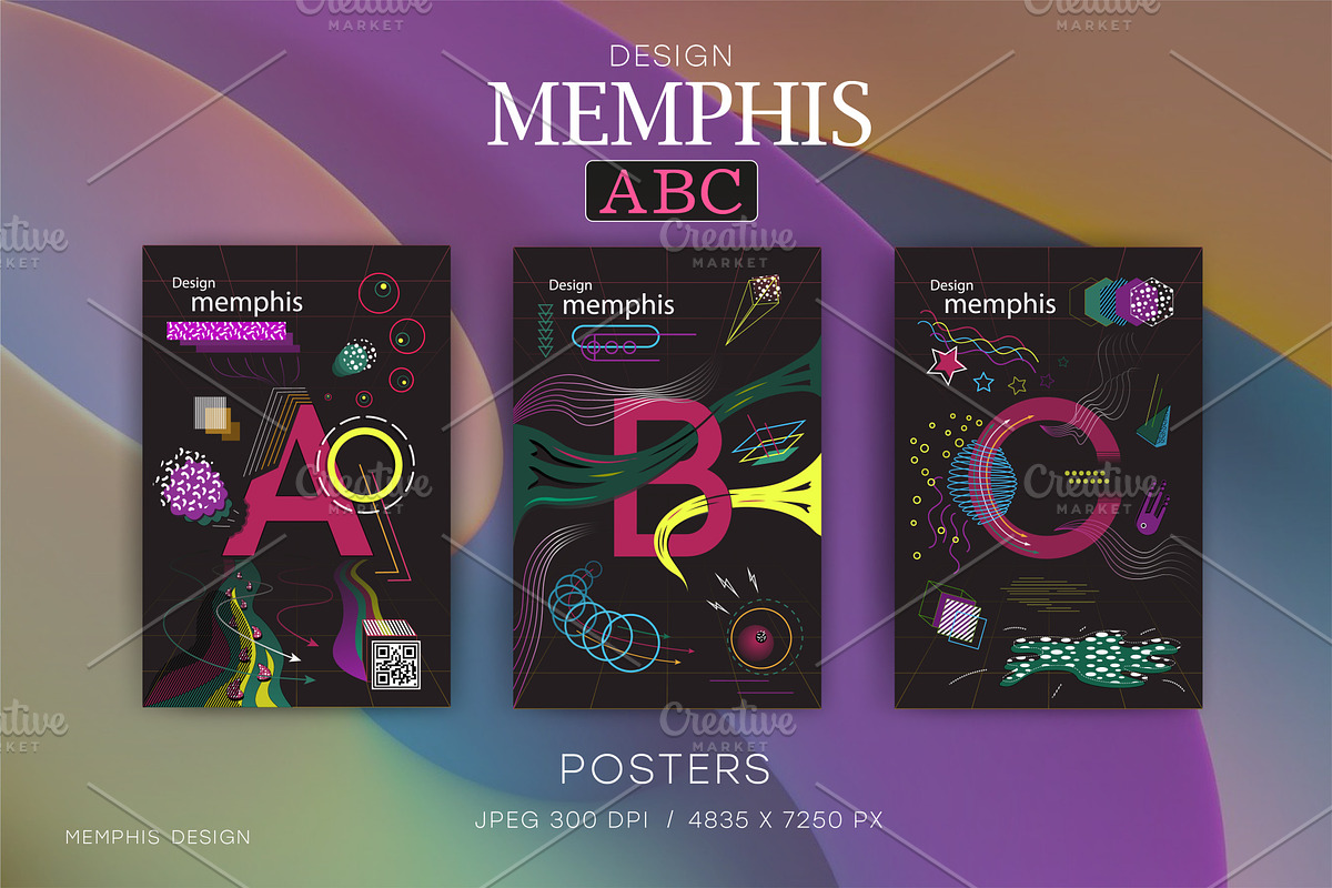 3 Memphis posters. Art., a Decorative Illustration by KENO Mascots (Photo 2 of 5)