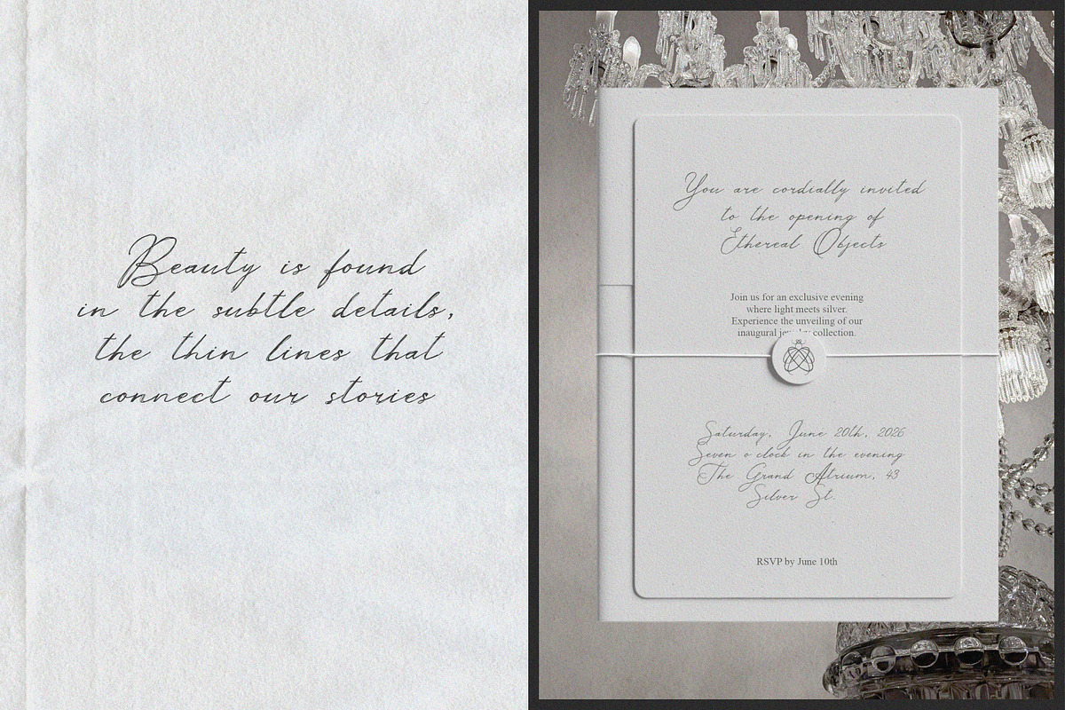 Silver Thread Textured Script Font, a Script Font by AnMark (Photo 8 of 10)