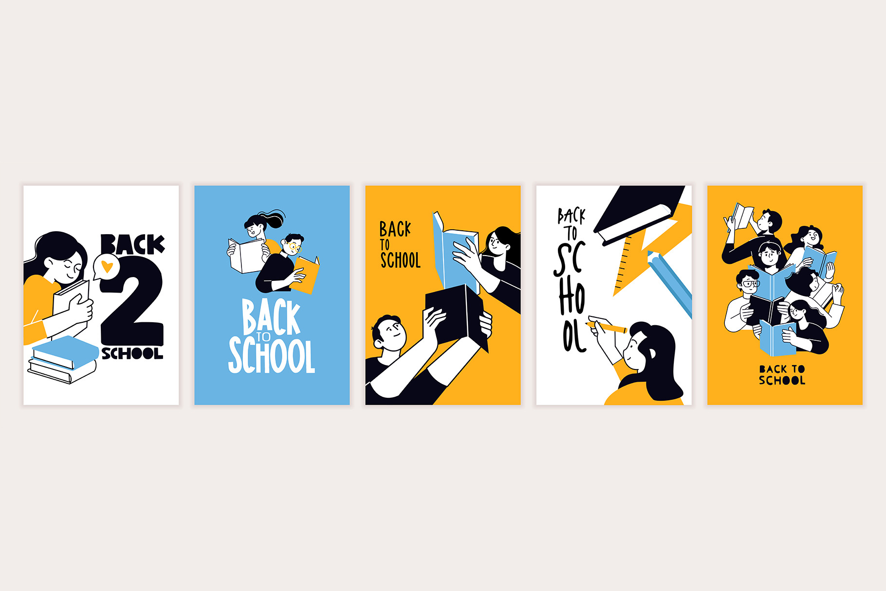 Set of back to school posters, an Education Illustration by PureSolution