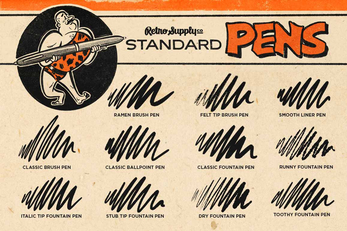 Standard Procreate Ink Pen Brushes, a Brush Add-On by RetroSupply Co. (Photo 2 of 3)