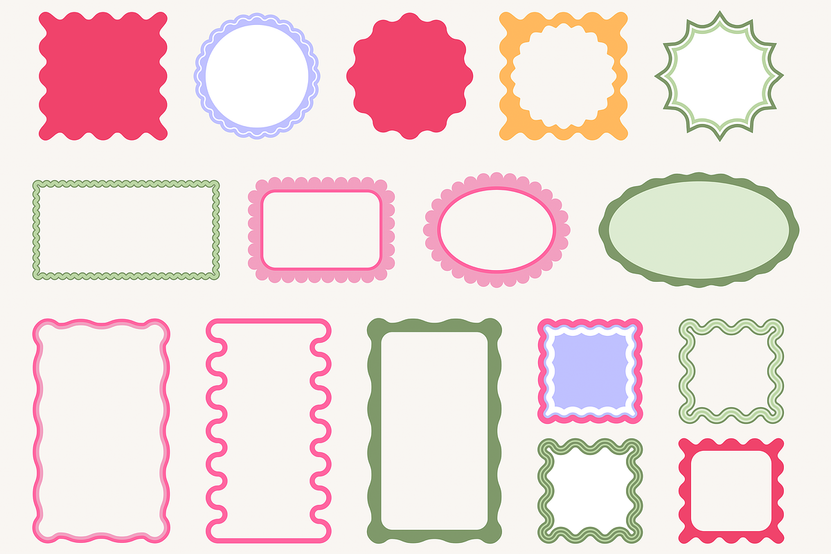 Scallop Wavy Frame Vector Bundle, a Decorative Illustration by Kusumaillustration (Photo 8 of 15)