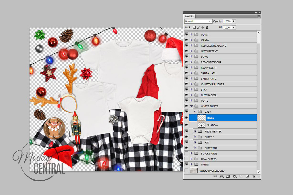 Christmas Family T-Shirt Mockup PSD, a Shirt Mockup by HaywireMedia & Mockups (Photo 3 of 8)
