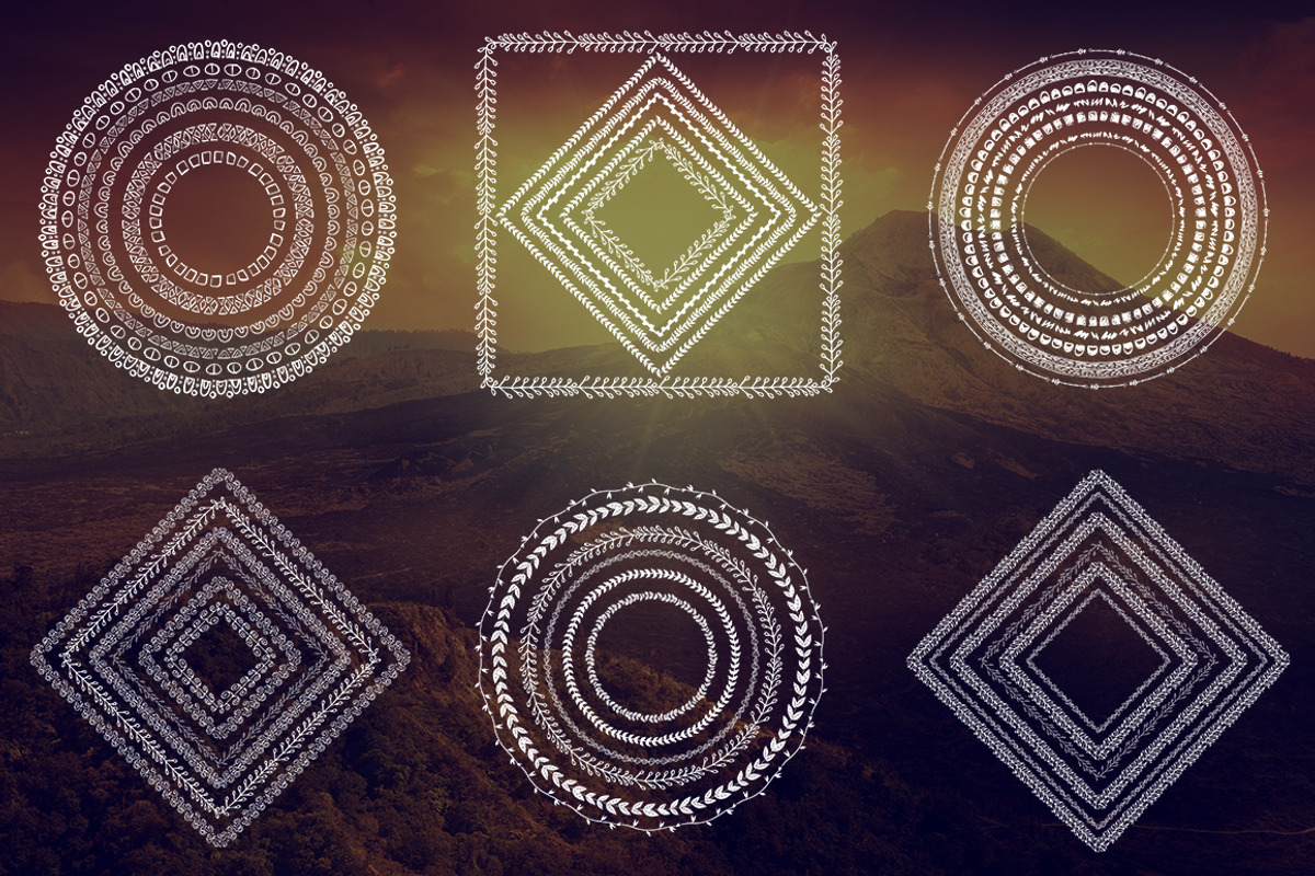 Set of round and square BOHO frames, a Decorative Illustration by SomStock (Photo 2 of 14)
