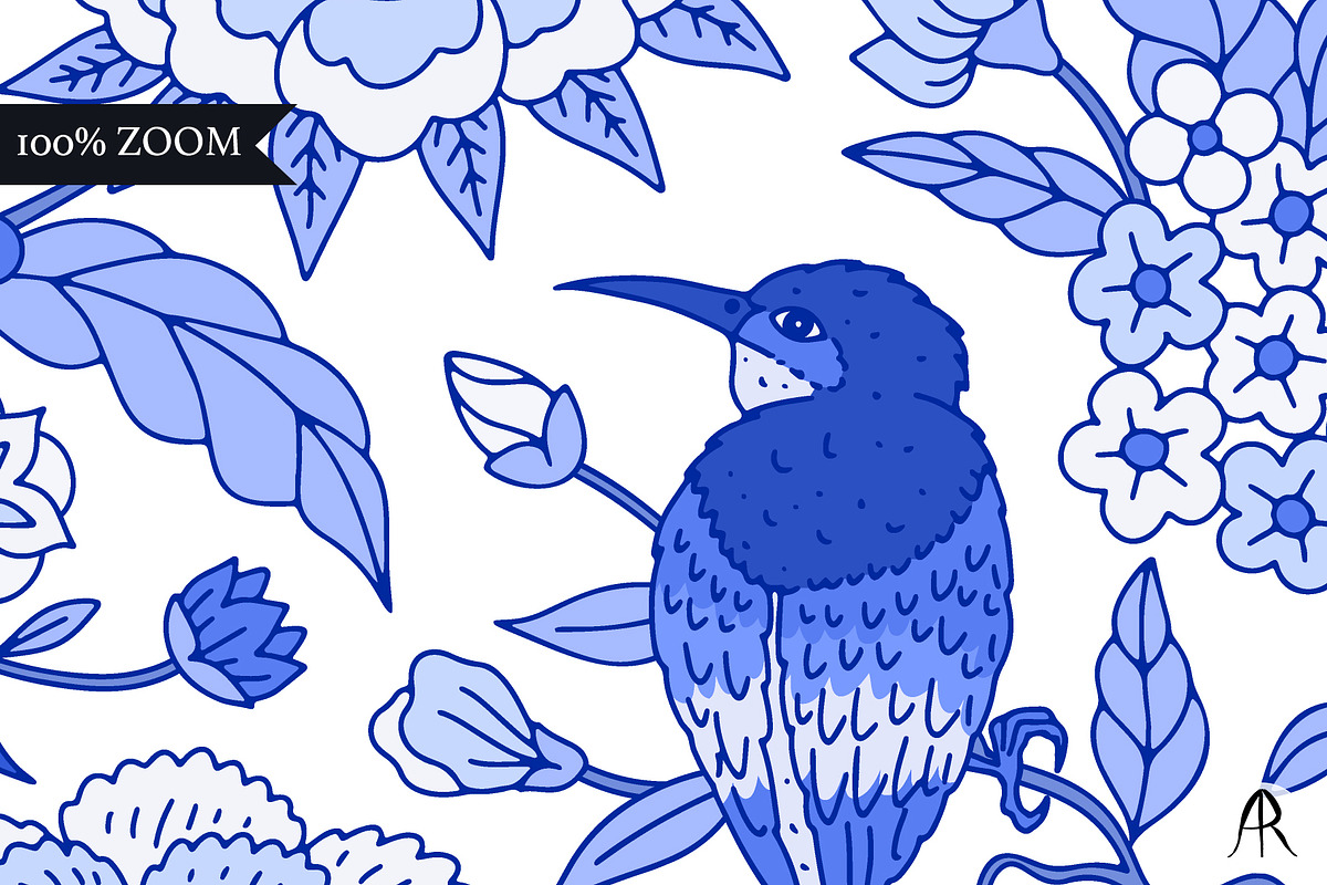 Blue Chinoiserie Patterns & Motifs, a Pattern Graphic by Rose Design (Photo 11 of 12)